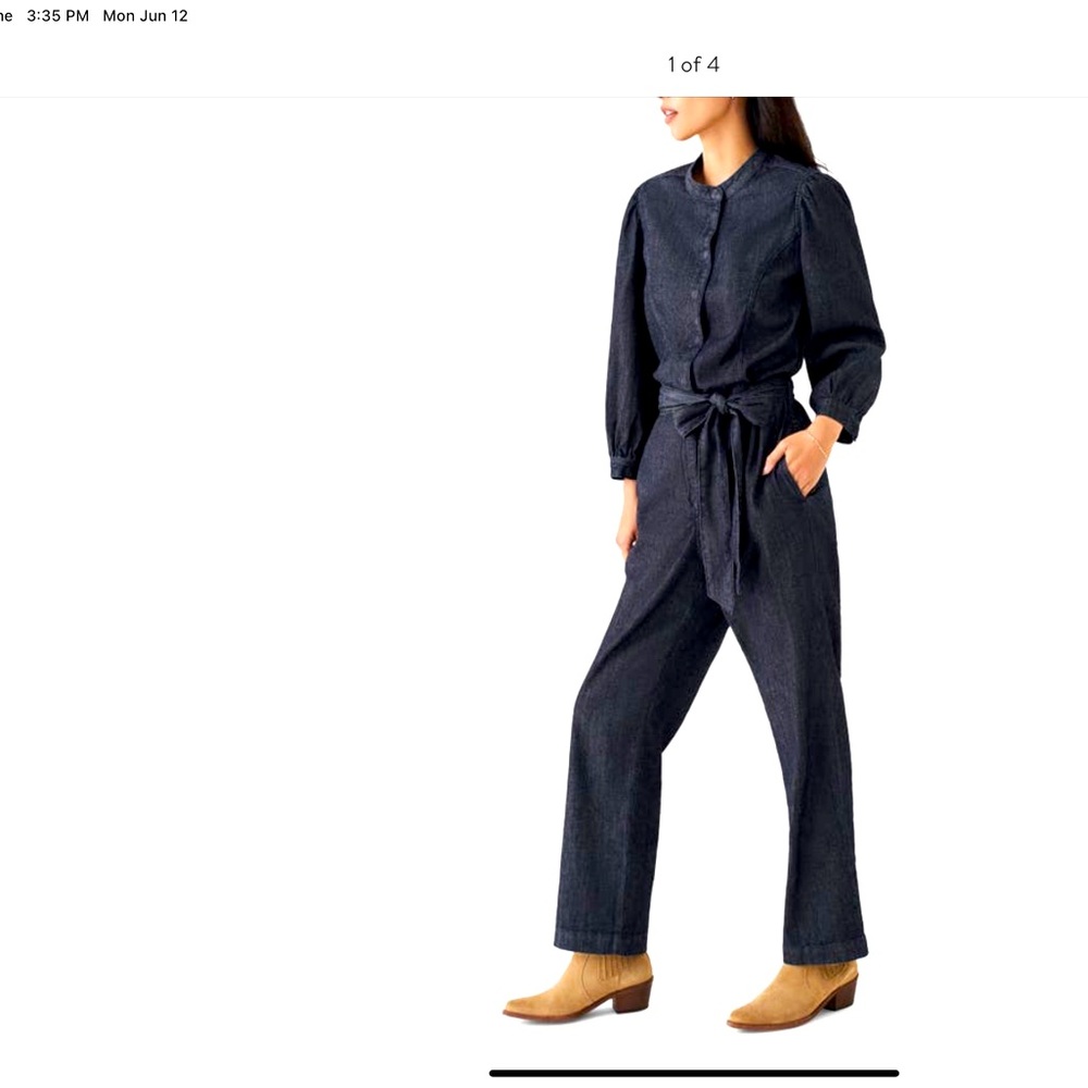 Faherty stretch denim jumpsuit size M